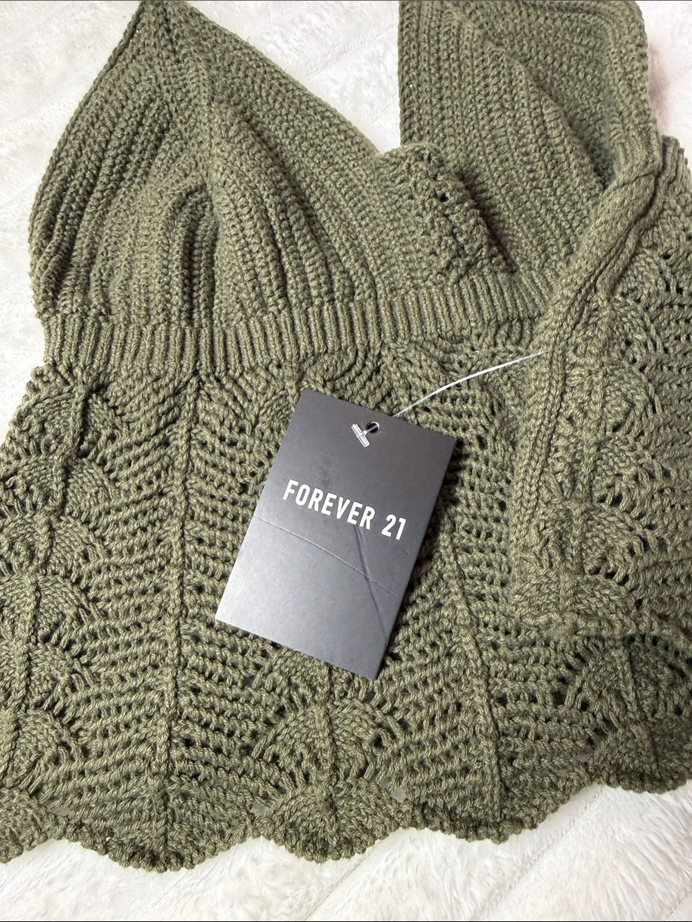 Forever 21 Olive Green Crochet Knit Cami - Picture 2 of 5